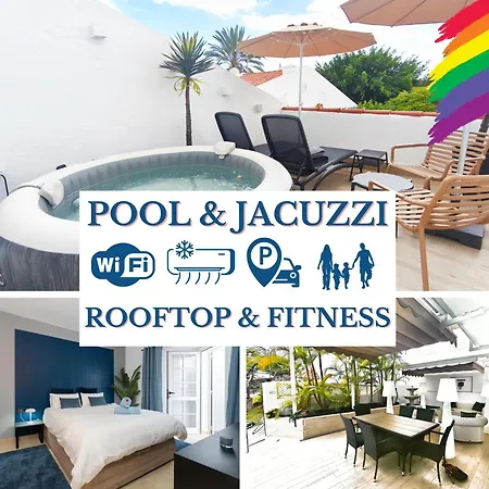Rooftop Pamro - Private Jacuzzi - Fitness Area - Free Wifi - Air Conditioner - Pool - Modern & Comfortable - Sunnygolf * Maspalomas (Gran Canaria)